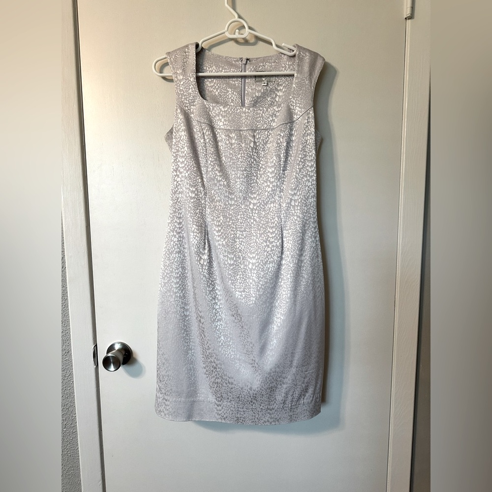 Alberto Makali lavender shimmer cocktail sheath dress